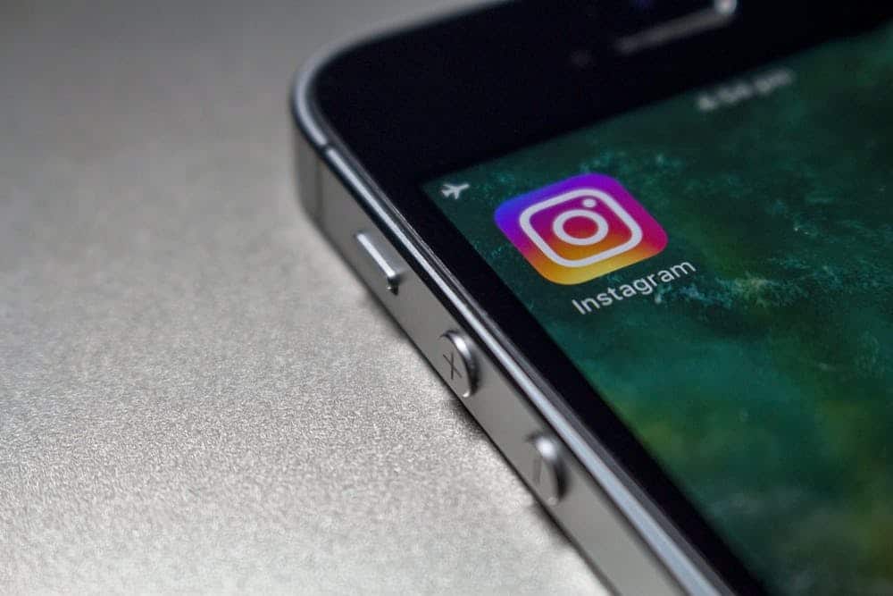 Cellphone with Instagram app icon